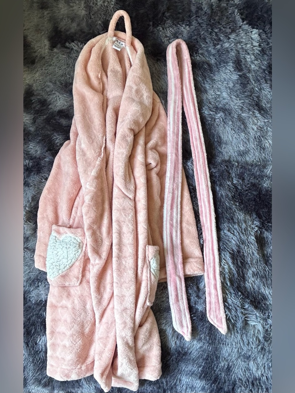 Lulu & Lou Plush Pink Bathrobe with Soft Heart Pockets